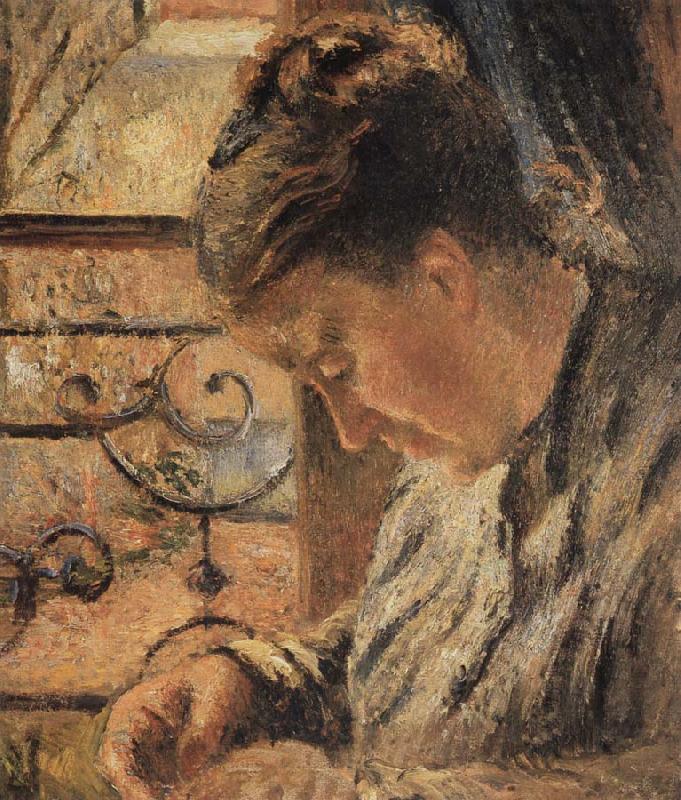 Camille Pissarro The Woman is sewing in front of the window oil painting image